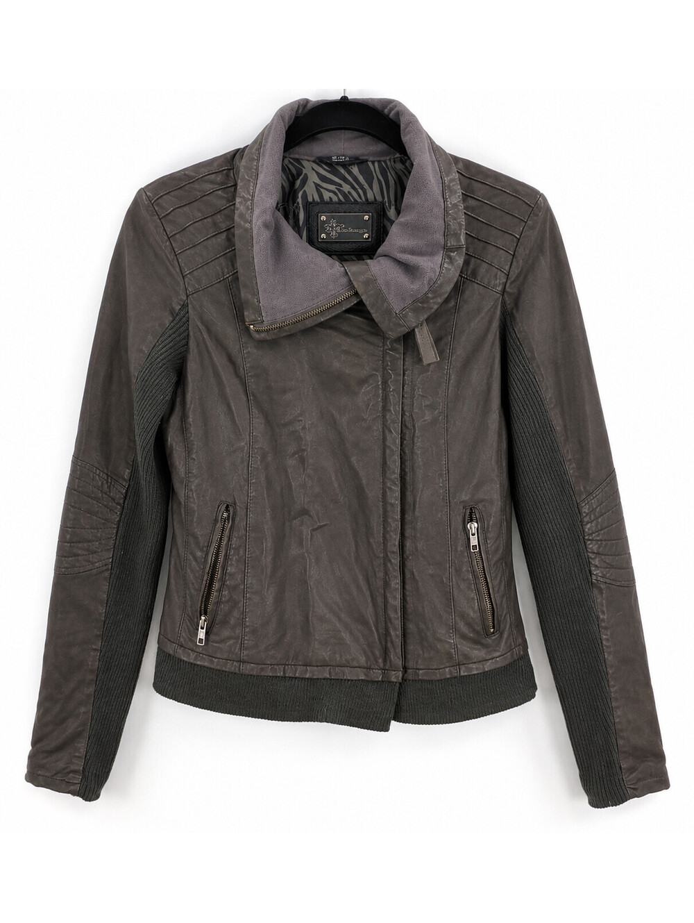 Mackage Montreal Womens Gray Down Puffer Jacket Coat Leather Trim Size Small